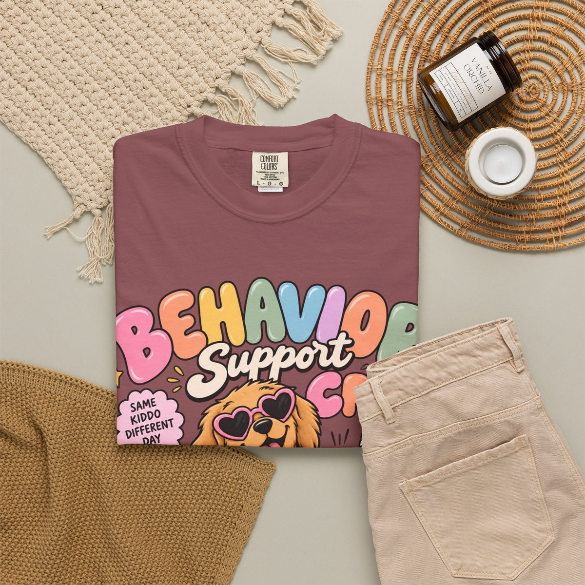 Behavior Support Crew T-shirt | Golden Retriever School Therapy Design