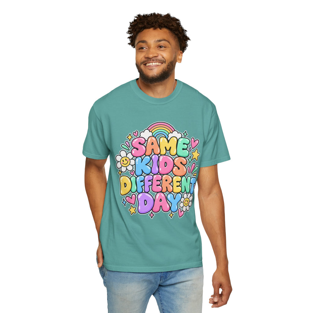 Same Kids Different Day T-shirt | Retro Rainbow Floral Typography
