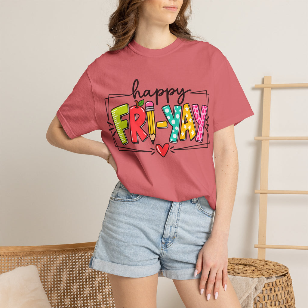 Happy Fri-yay Colorful Graphic T-shirt | Cute Friday Celebration Tee