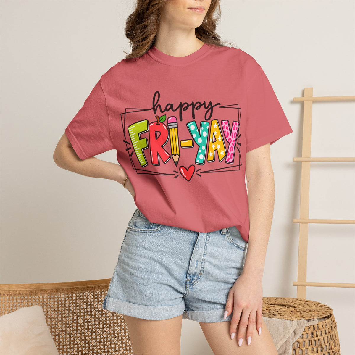 Happy Fri-yay Colorful Graphic T-shirt | Cute Friday Celebration Tee