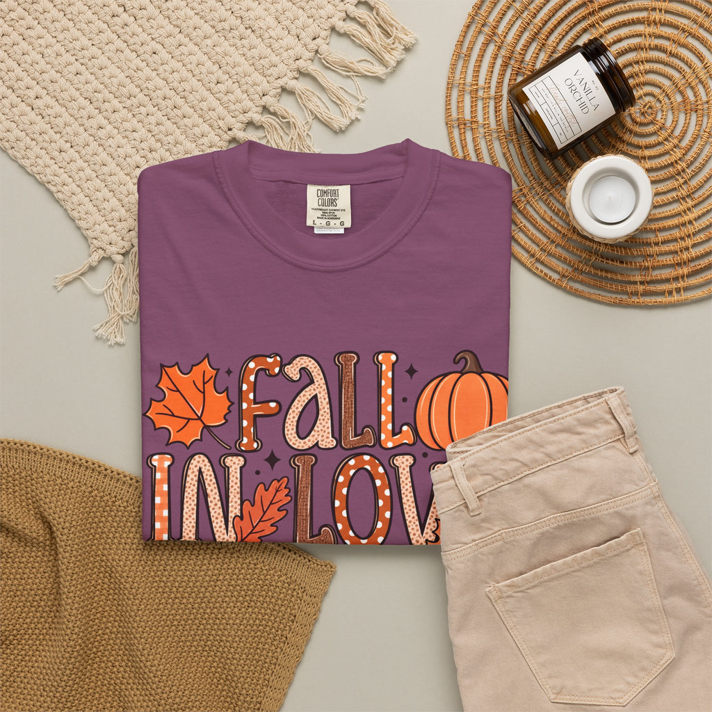 Fall in Love with Learning T-Shirt | Teacher Autumn Pumpkin Leaves