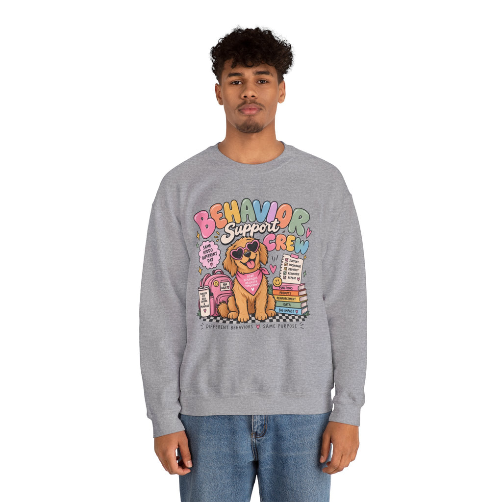 Behavior Support Crew sweatshirt | School Therapy Dog Design, Books & Classroom Icons