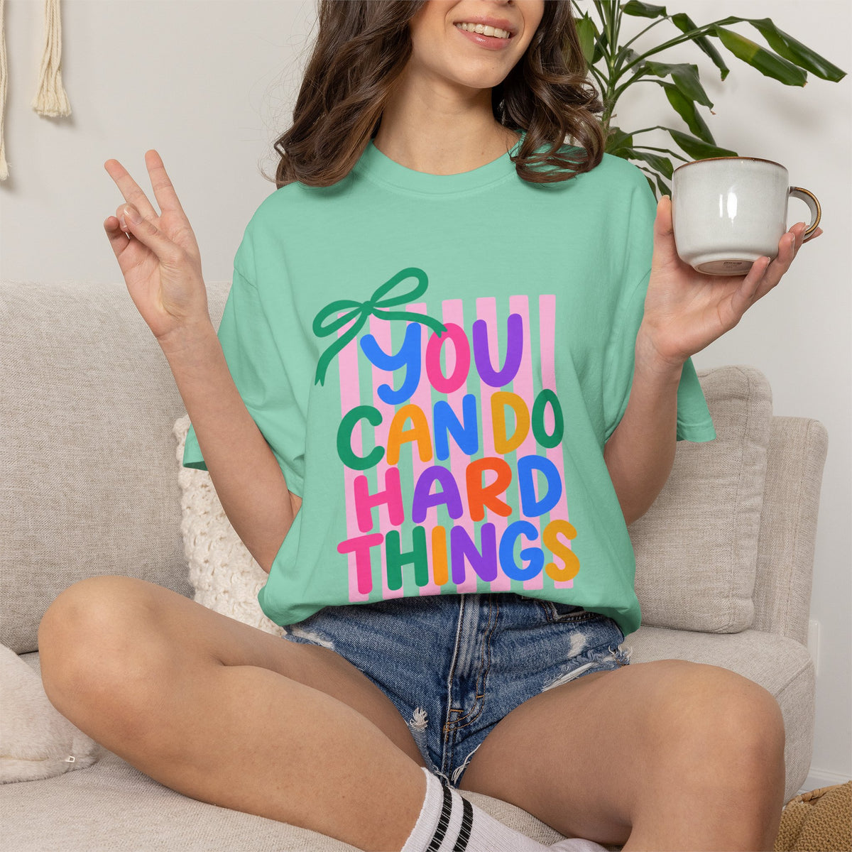 You Can Do Hard Things T-shirt | Colorful Motivational Typography