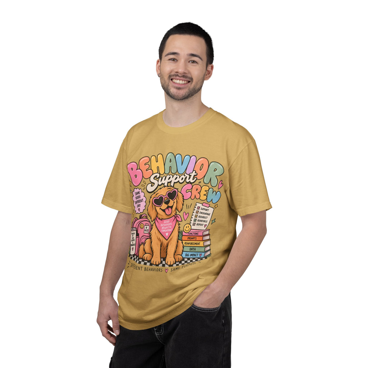 Behavior Support Crew T-shirt | Golden Retriever School Therapy Design