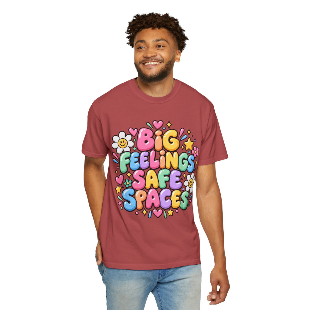 Big Feelings Safe Spaces T-shirt | Pastel Cute Floral Typography