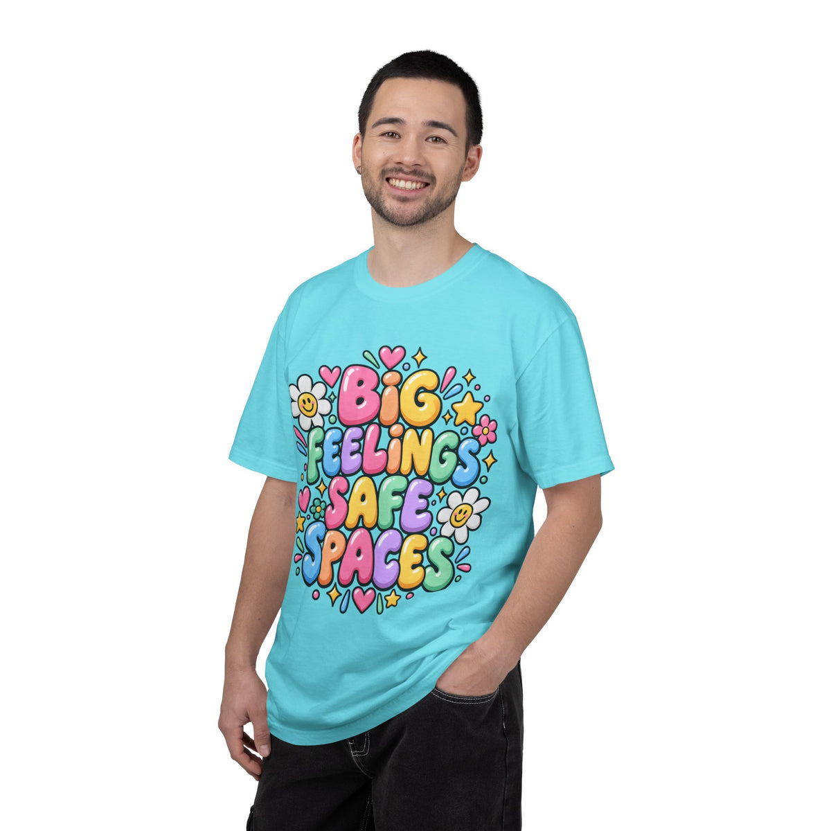 Big Feelings Safe Spaces T-shirt | Pastel Cute Floral Typography