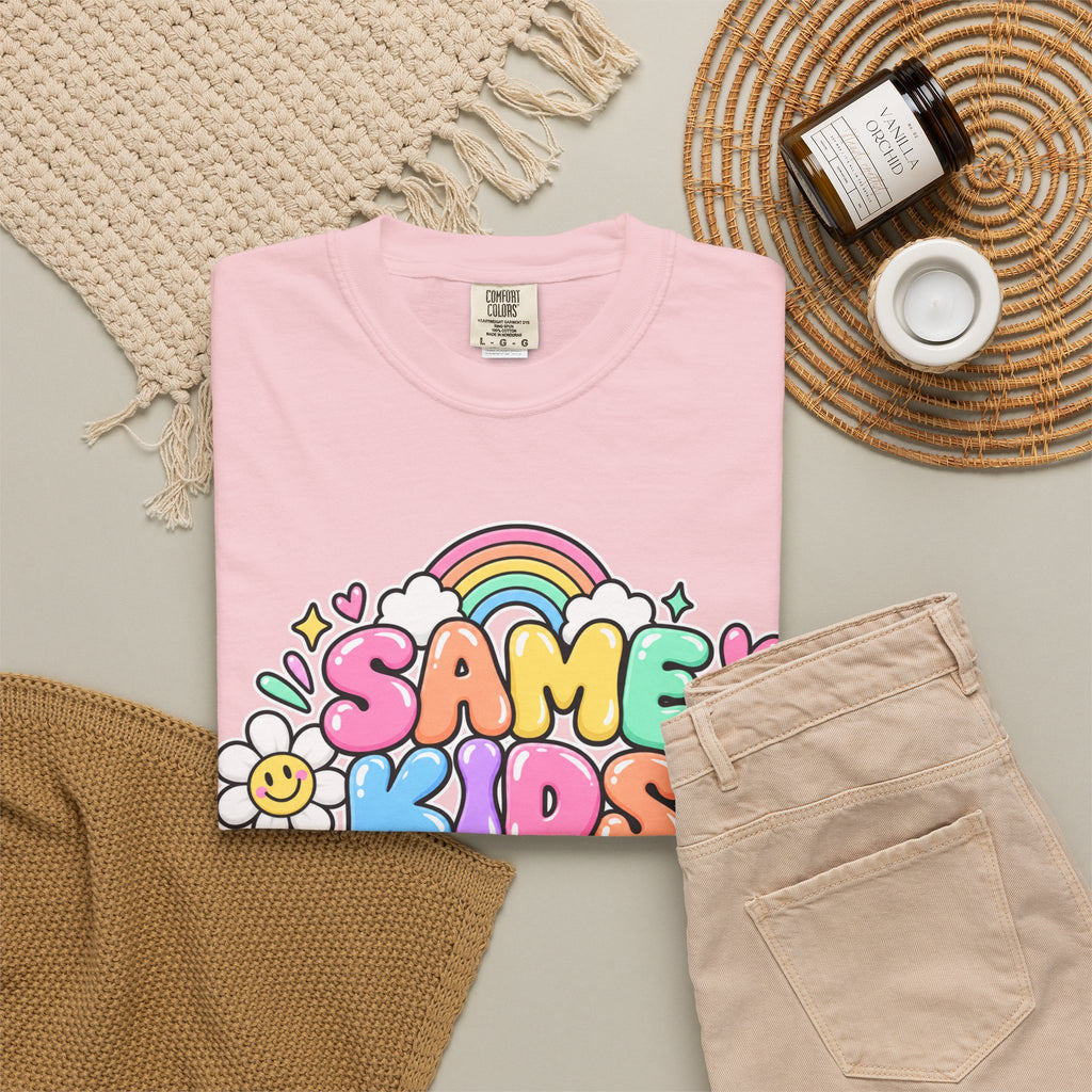 Same Kids Different Day T-shirt | Retro Rainbow Floral Typography