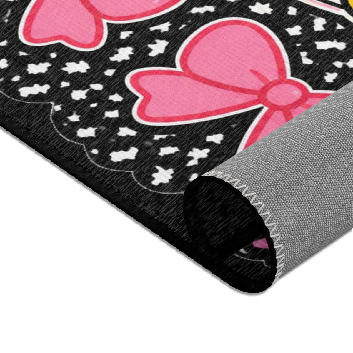 Learning Looks Good On Us Area Rug | Pink Bows, Stars, Classroom Decor