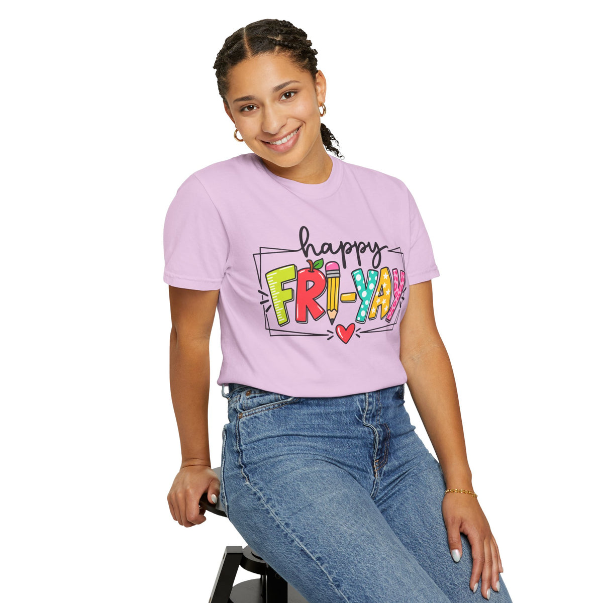 Happy Fri-yay Colorful Graphic T-shirt | Cute Friday Celebration Tee