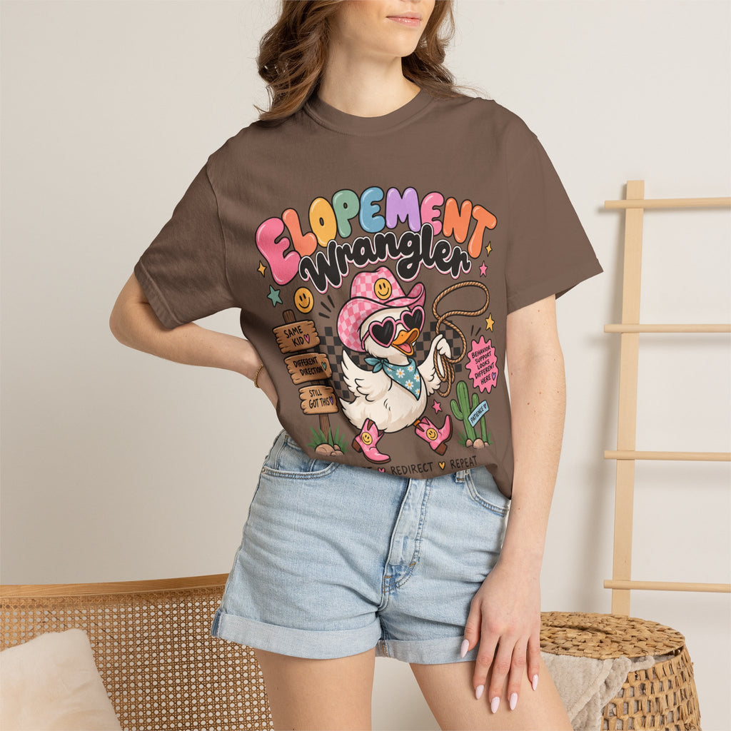 Elopement T-shirt | Cute Cowboy Sloth Illustration, Western Floral Tee