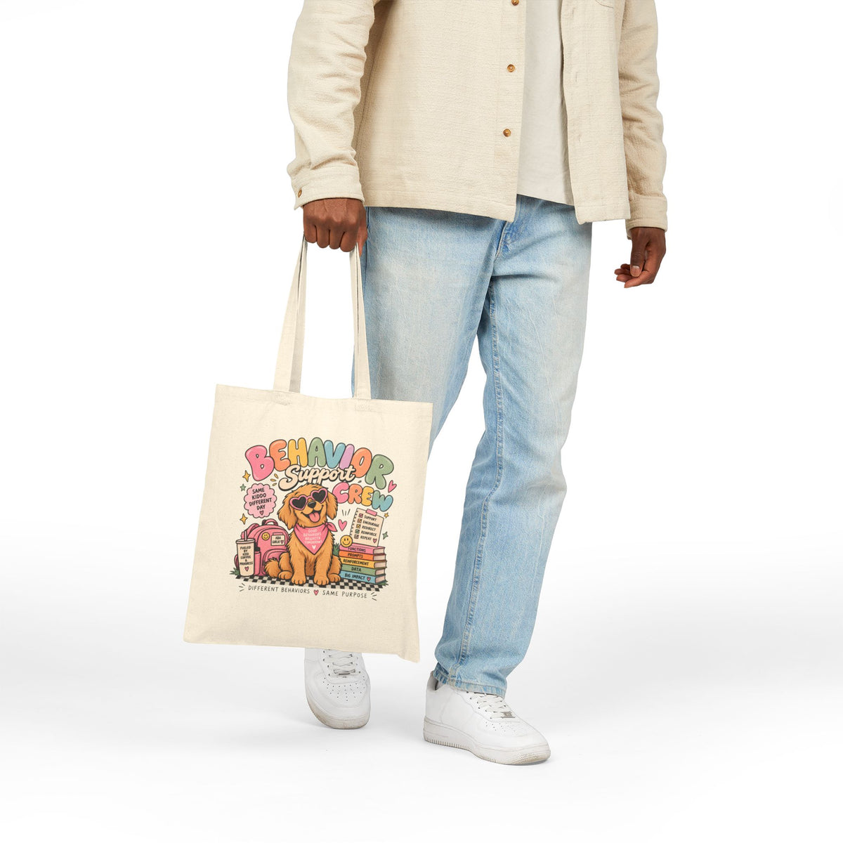 Behavior Support Crew Tote Bag | Therapy Dog Design, School Counseling Supplies