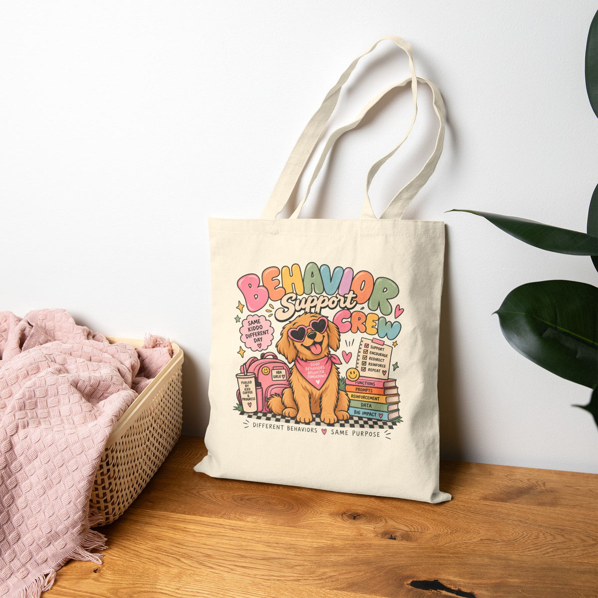 Behavior Support Crew Tote Bag | Therapy Dog Design, School Counseling Supplies