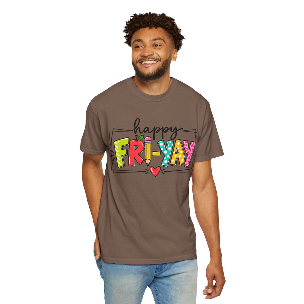 Happy Fri-yay Colorful Graphic T-shirt | Cute Friday Celebration Tee