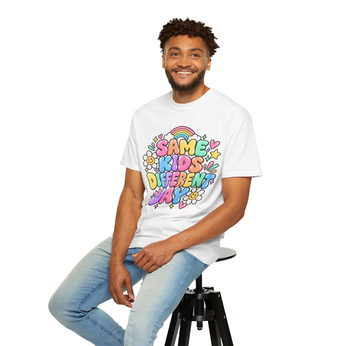Same Kids Different Day T-shirt | Retro Rainbow Floral Typography