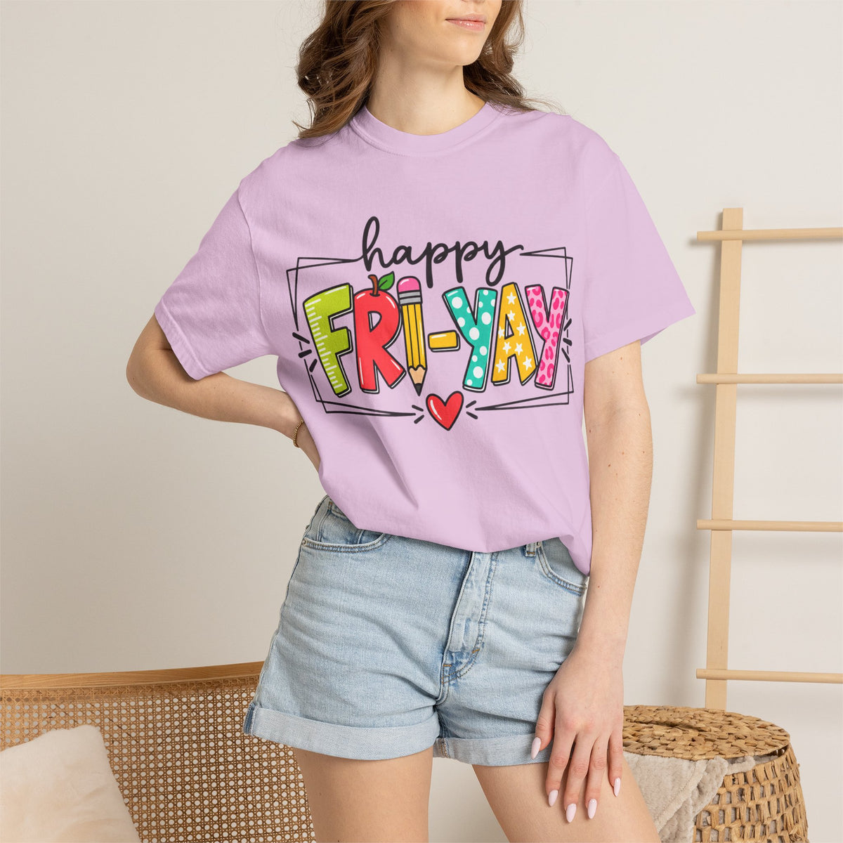 Happy Fri-yay Colorful Graphic T-shirt | Cute Friday Celebration Tee
