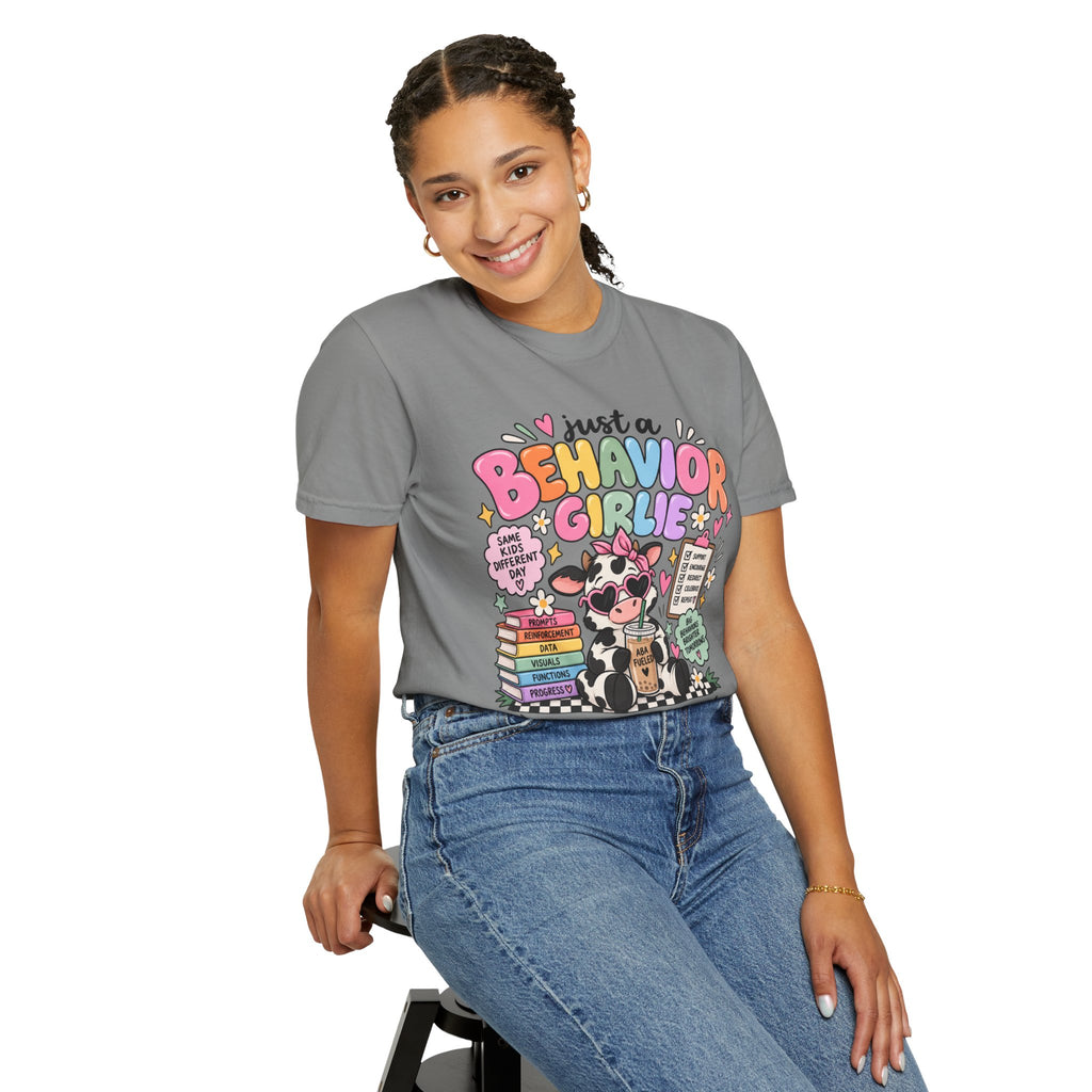 Just a Behavior Girl T-shirt | Cute Cow Therapist Illustration