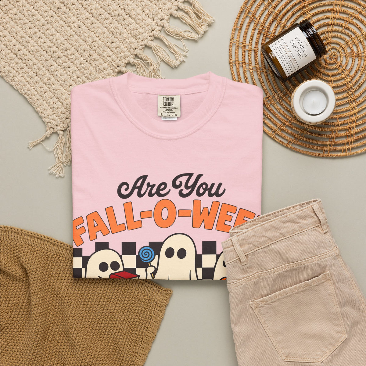 Fall-o-ween Ghosts Directions? T-shirt | Halloween pumpkin retro graphic