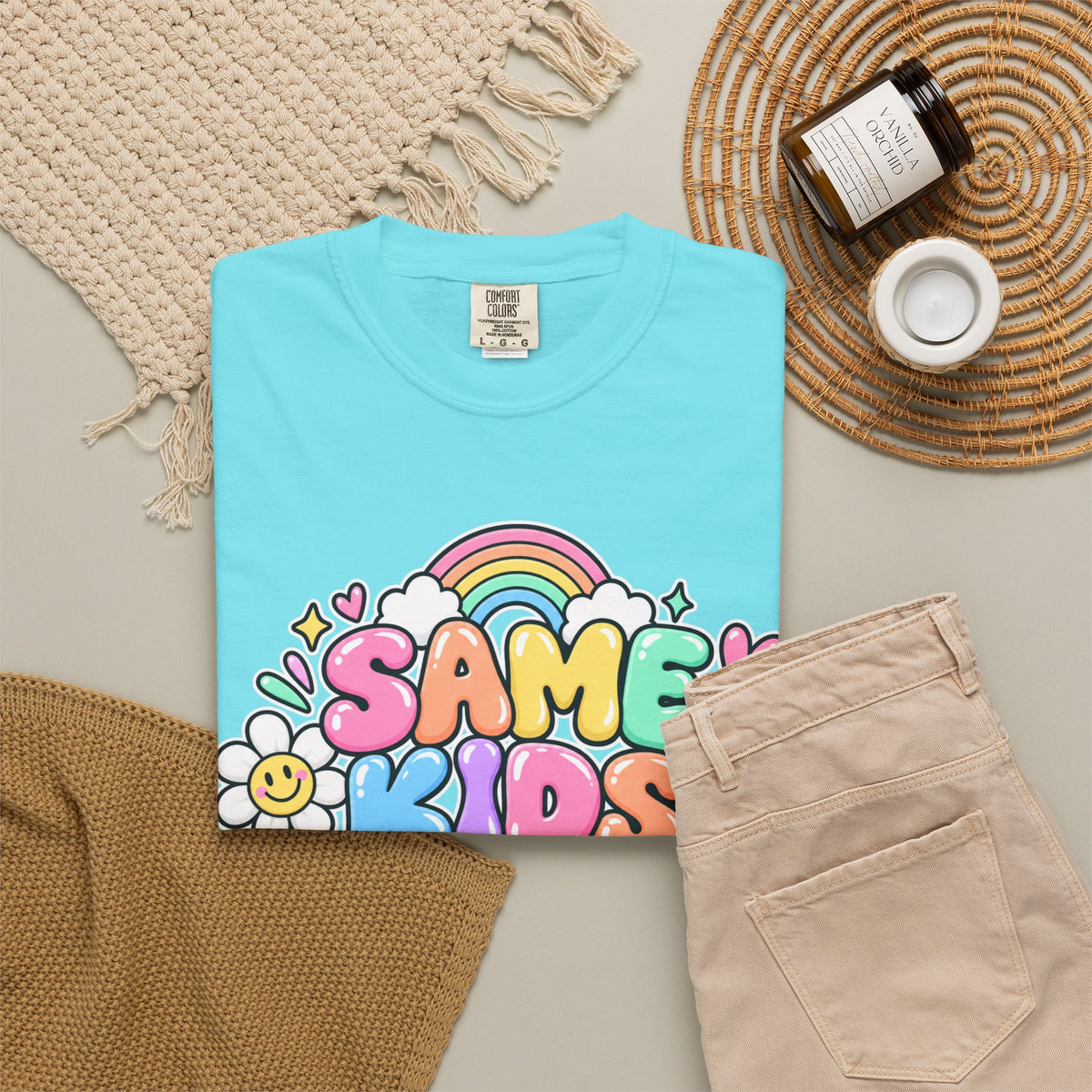 Same Kids Different Day T-shirt | Retro Rainbow Floral Typography