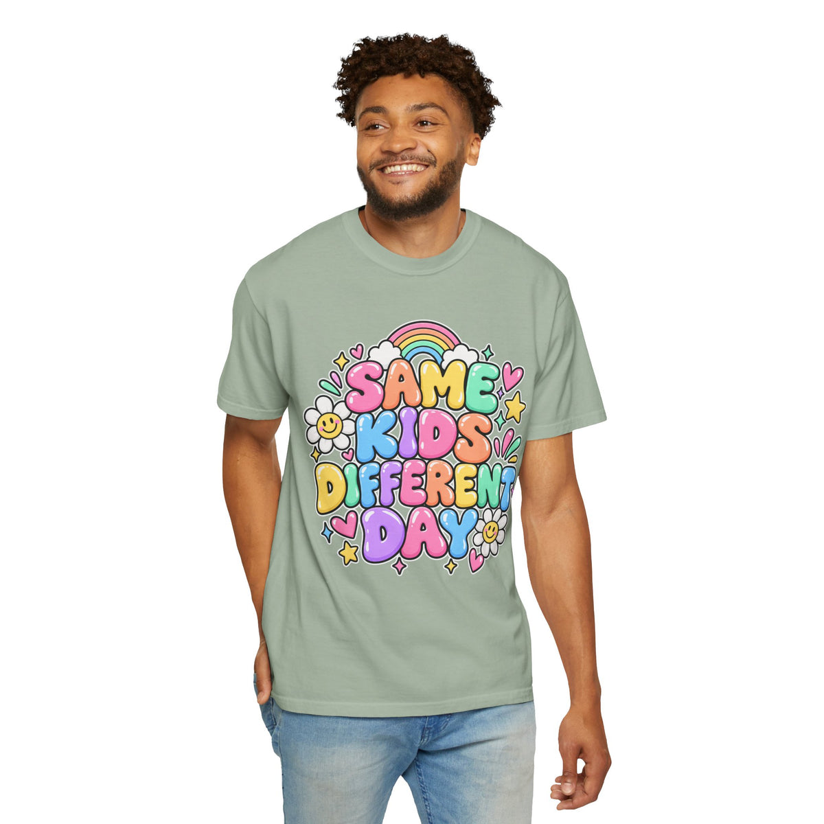 Same Kids Different Day T-shirt | Retro Rainbow Floral Typography