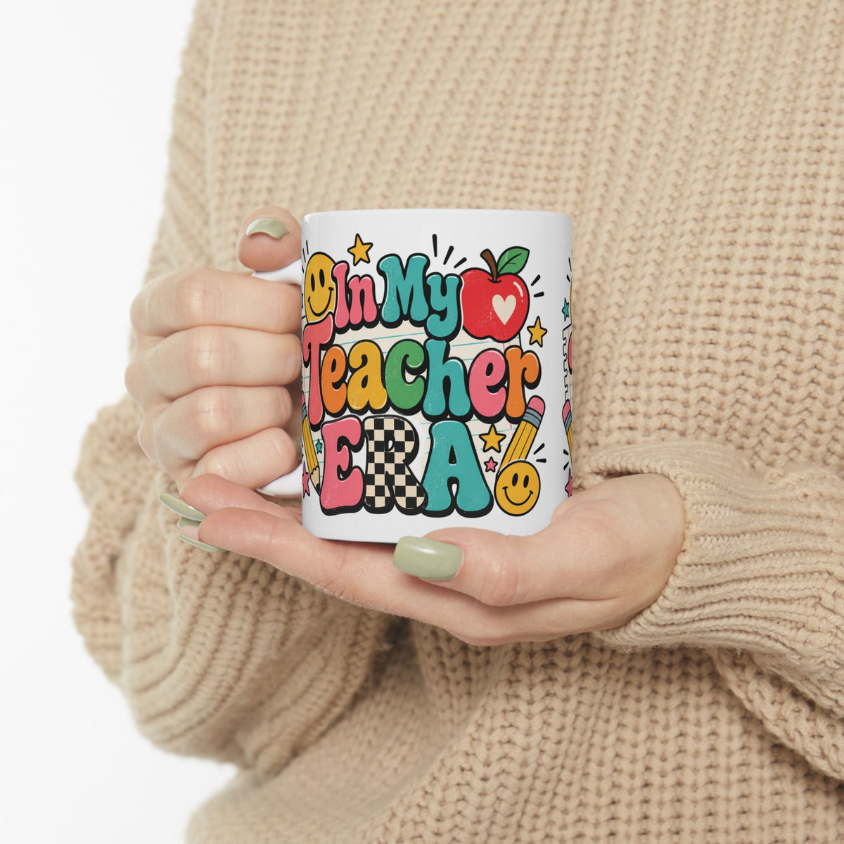 My Teacher Era Mug | Colorful Retro Teacher Illustration Ceramic Mug