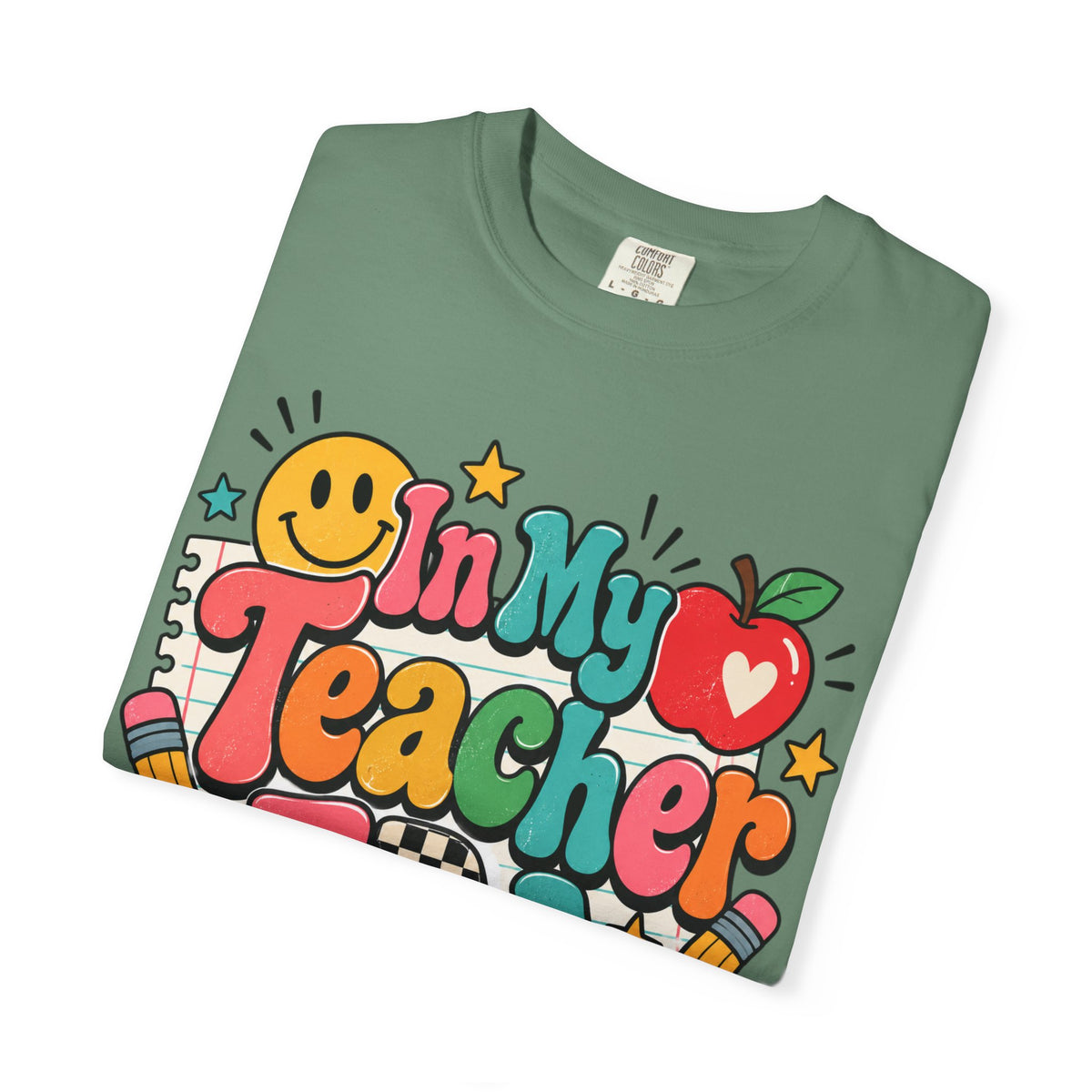In My Teacher Era T-shirt | Retro School Graphic, Apple & Pencils
