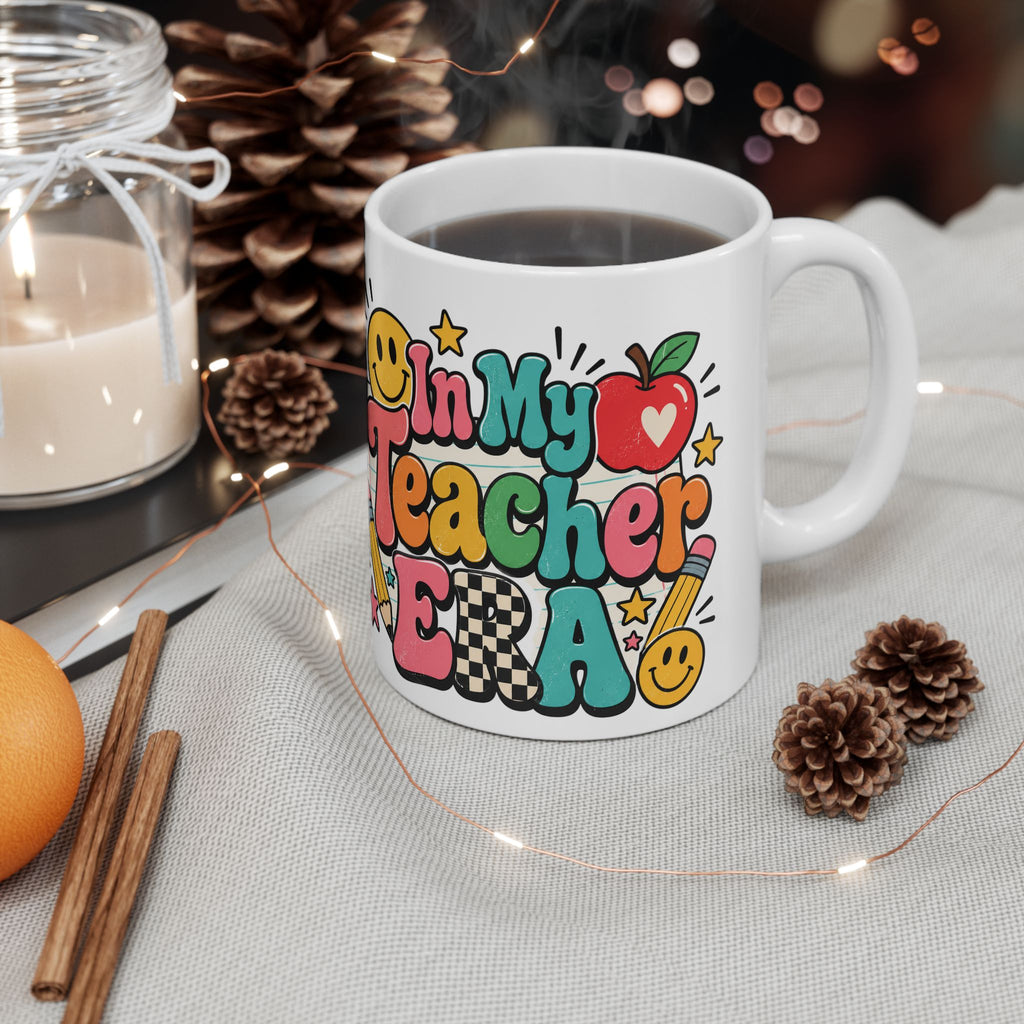 My Teacher Era Mug | Colorful Retro Teacher Illustration Ceramic Mug