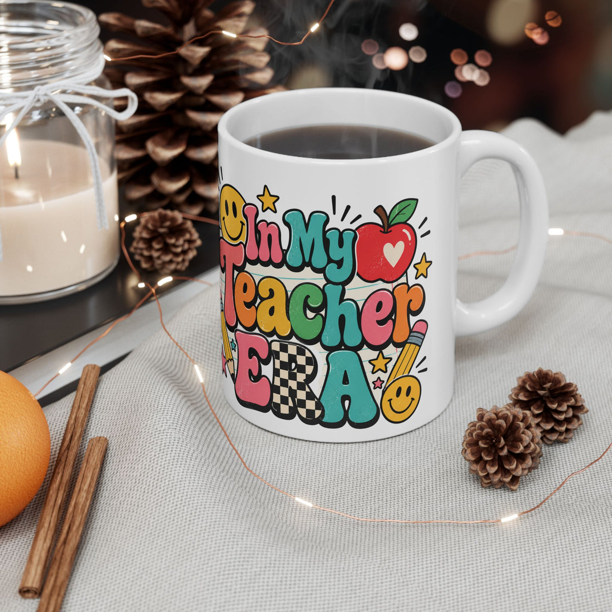 My Teacher Era Mug | Colorful Retro Teacher Illustration Ceramic Mug