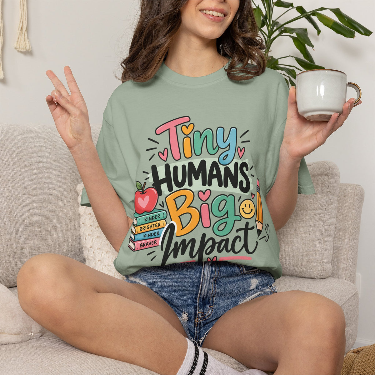 Tiny Humans Big Impact T-shirt | Teacher Kids Classroom Design