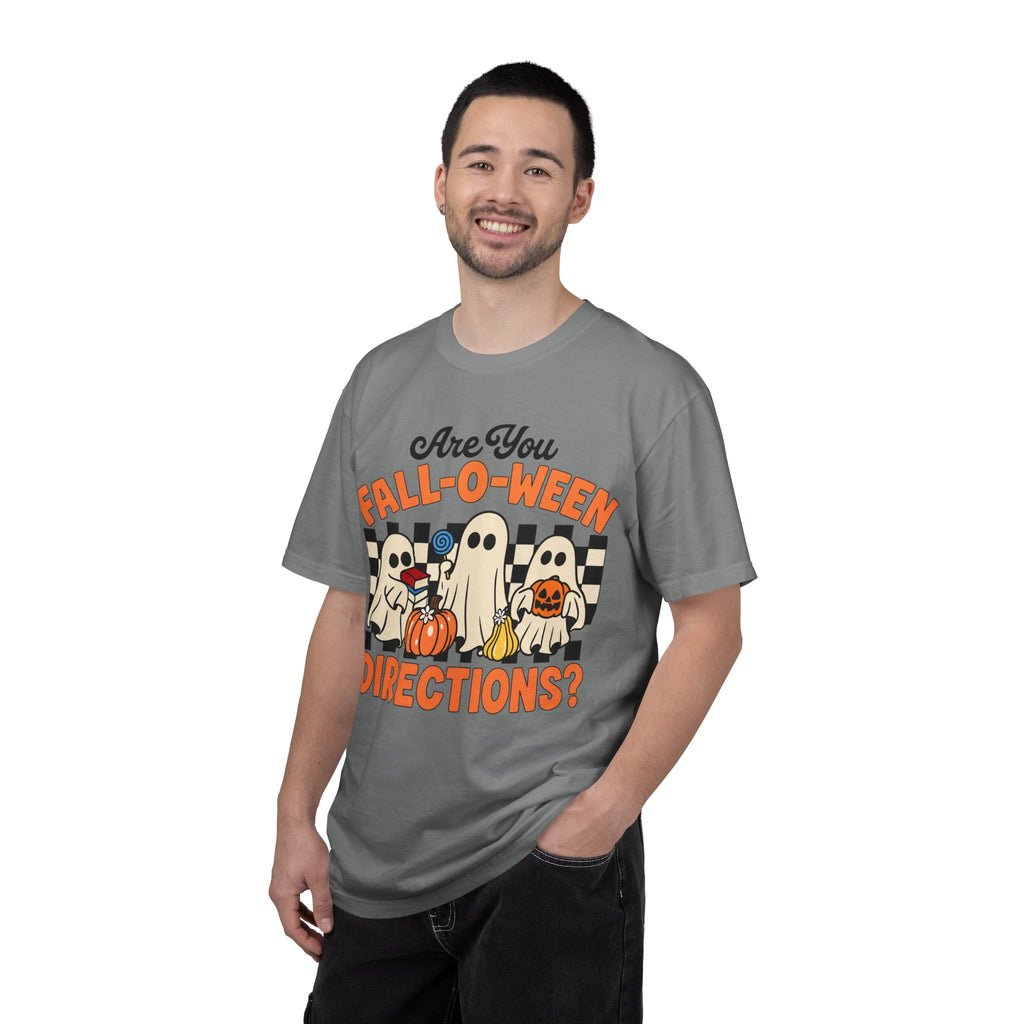 Fall-o-ween Ghosts Directions? T-shirt | Halloween pumpkin retro graphic