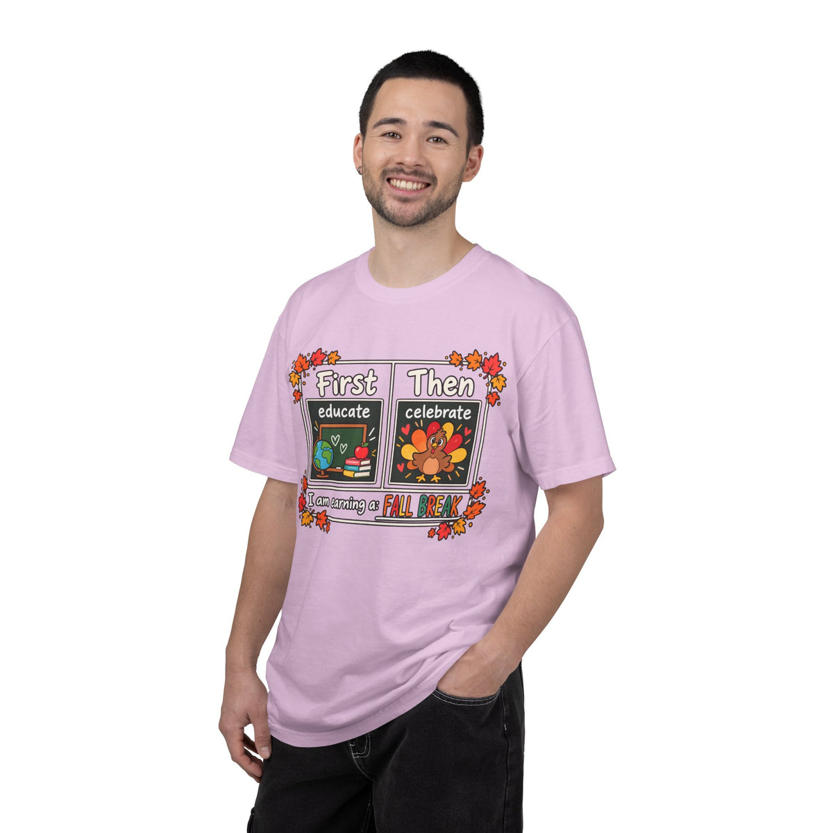 First Educate Then Celebrate fall break T-shirt | Teacher Autumn Design