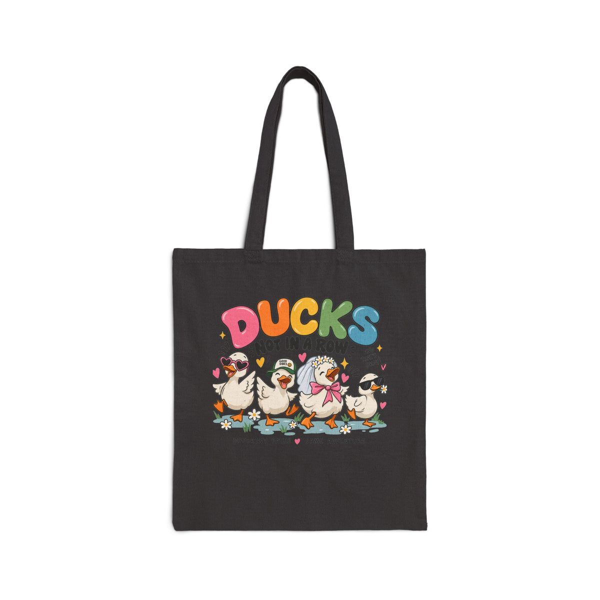 Ducks Not In A Row Tote Bag | Cartoon Ducks Canvas Tote