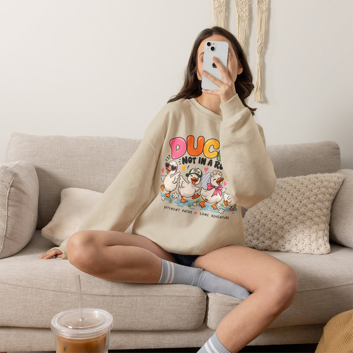 Ducks Not in a Row Crewneck Sweatshirt | Cute Cartoon Ducks