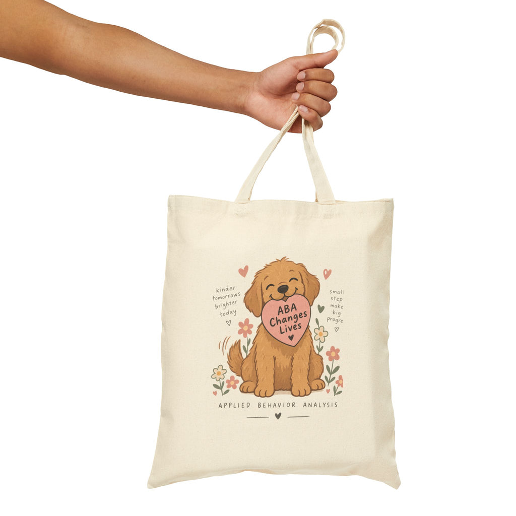 Golden Retriever Puppy Holding Heart tote bag | Cute Dog Illustration, Floral Accents