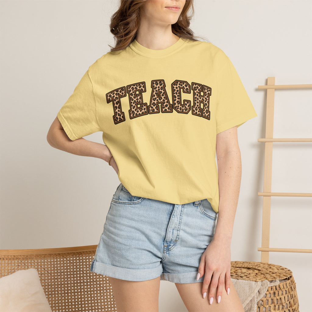 Leopard Print TEACH T-Shirt | Teacher Shirt, Animal Print Typography