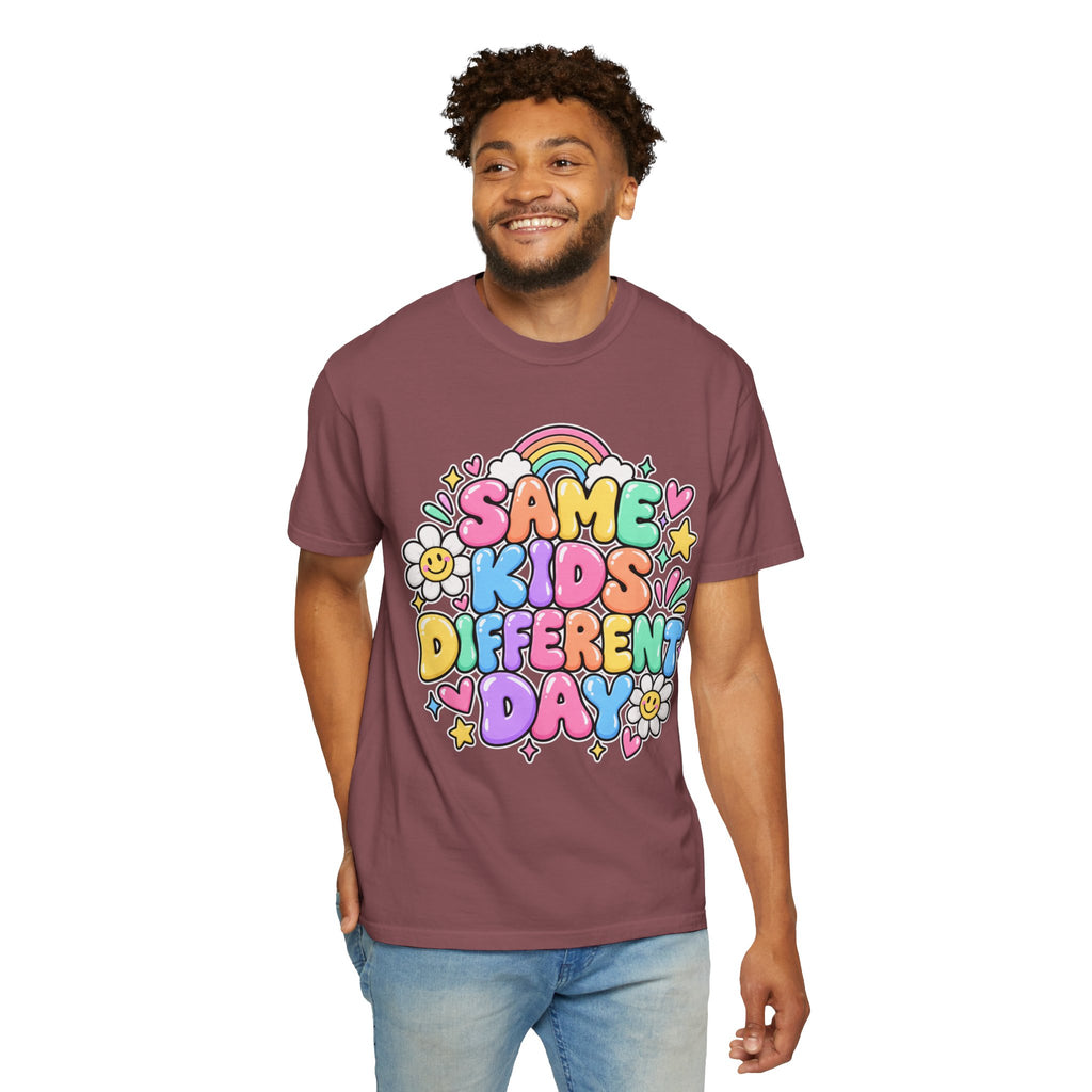 Same Kids Different Day T-shirt | Retro Rainbow Floral Typography