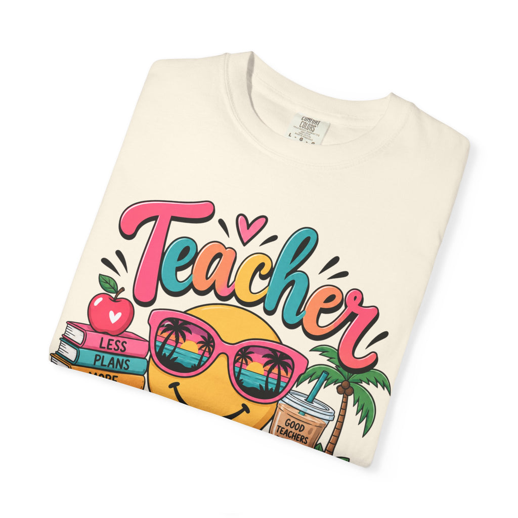 Teacher Off Duty T-shirt | Smiley Sunglasses, Books, Palm Trees, Coffee