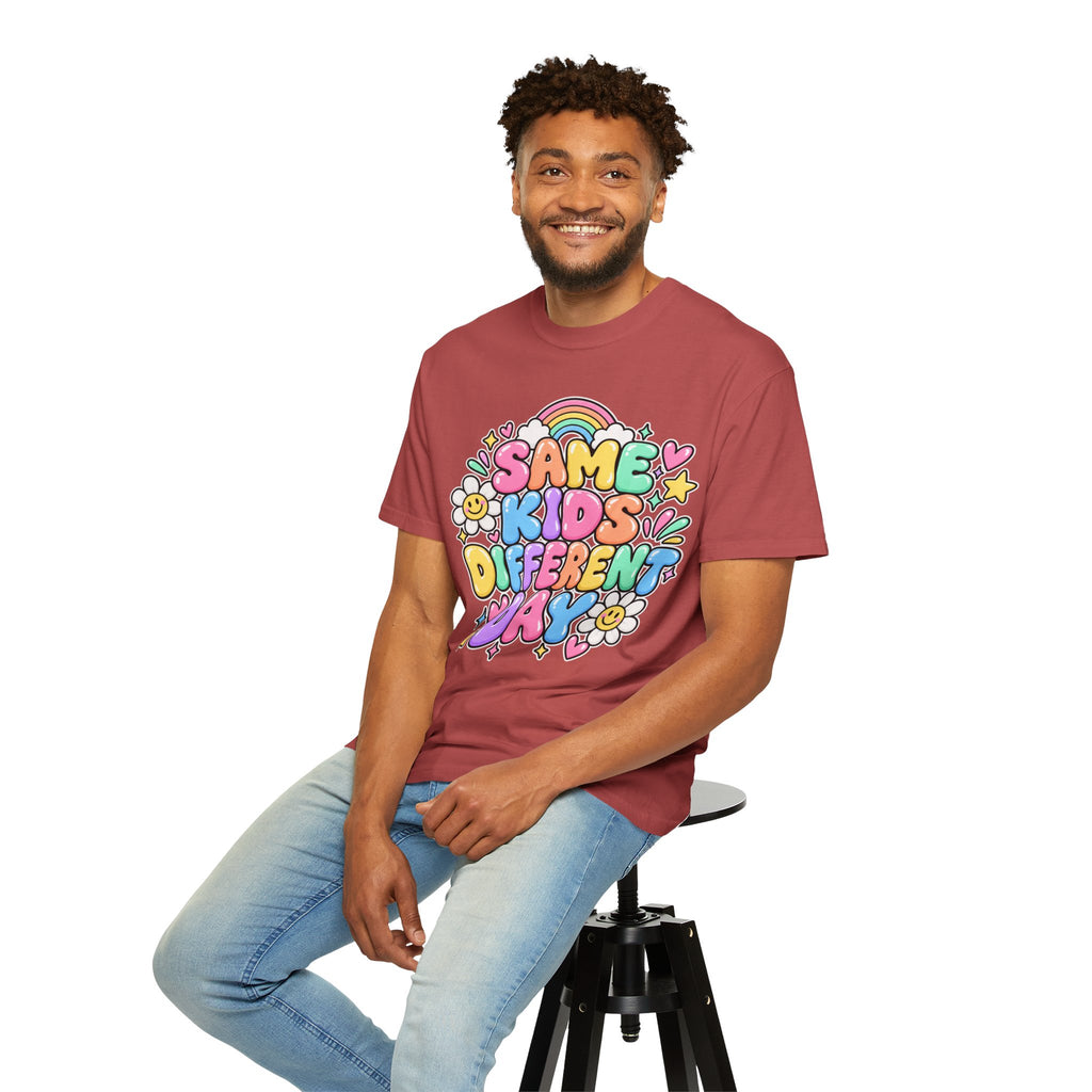 Same Kids Different Day T-shirt | Retro Rainbow Floral Typography
