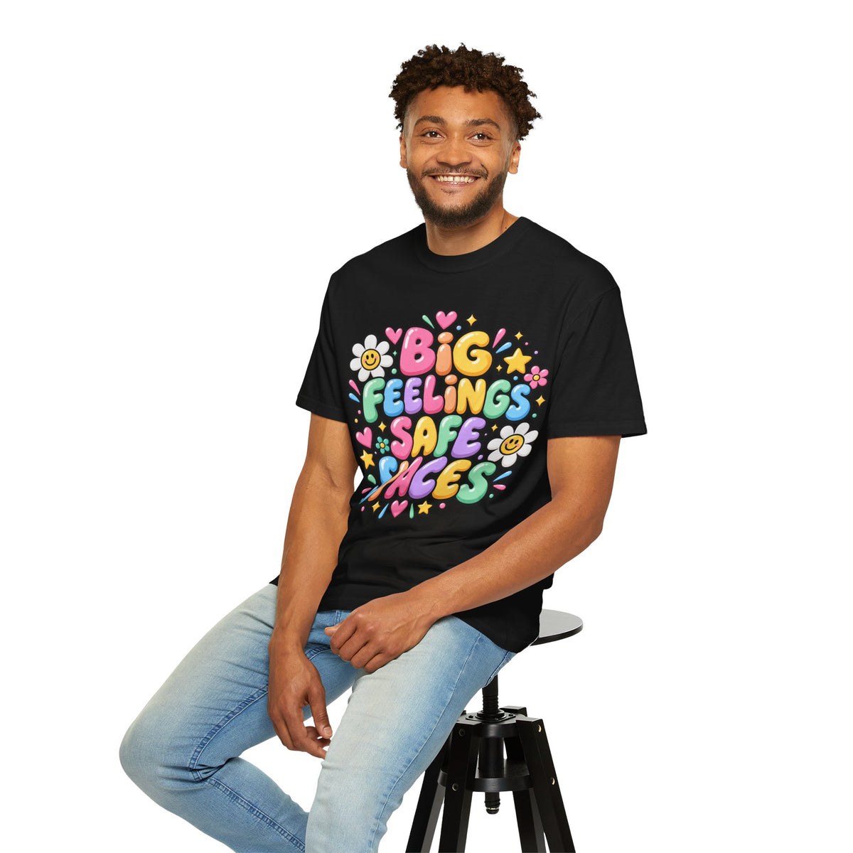 Big Feelings Safe Spaces T-shirt | Pastel Cute Floral Typography