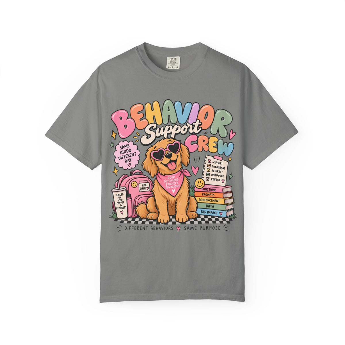 Behavior Support Crew T-shirt | Golden Retriever School Therapy Design