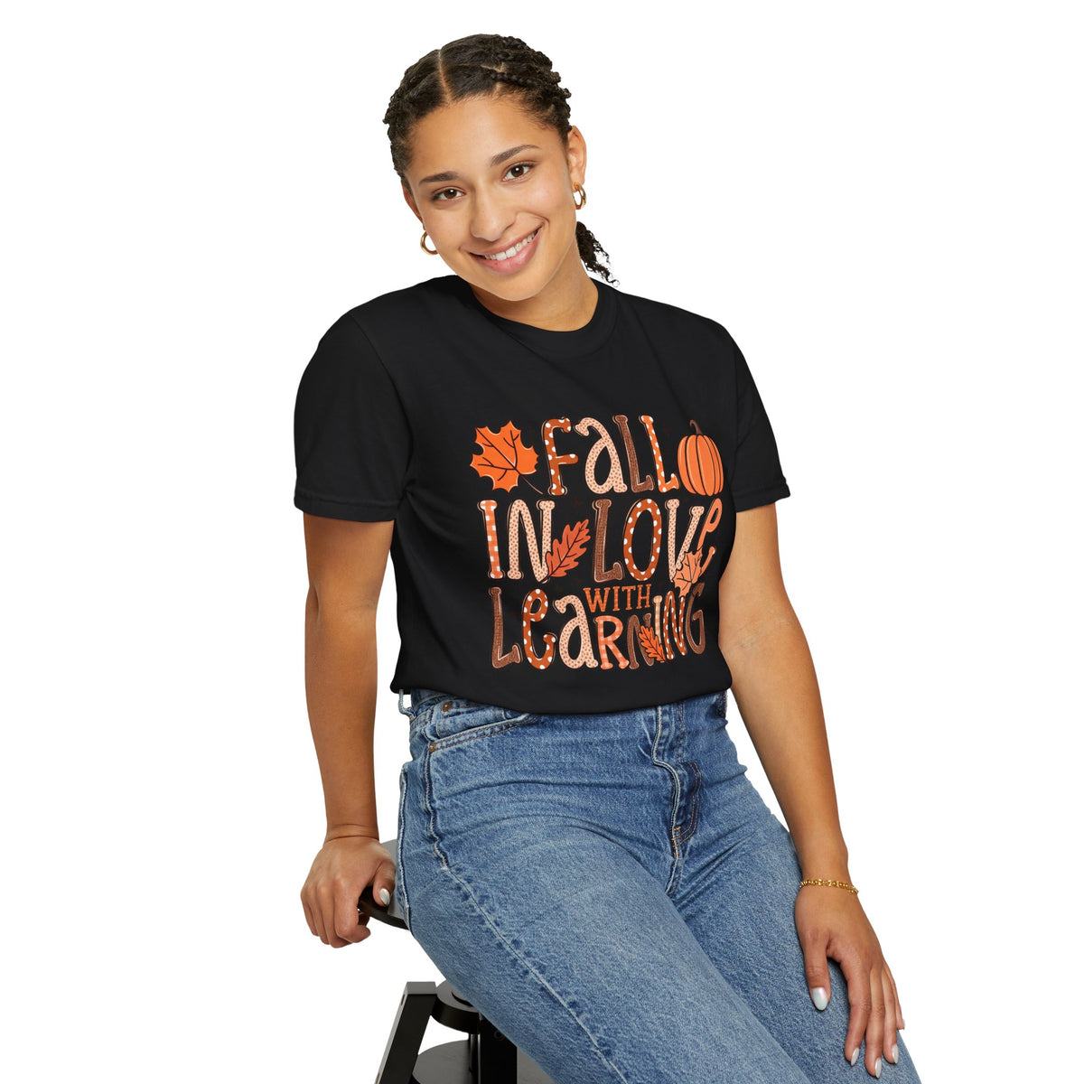 Fall in Love with Learning T-Shirt | Teacher Autumn Pumpkin Leaves