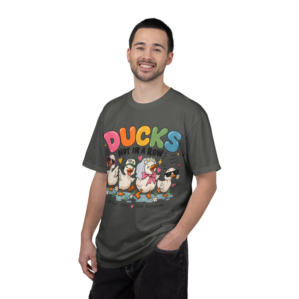 Ducks Not In A Row tee | Cute Duck Illustration T-Shirt, Different Paths Same Adventure