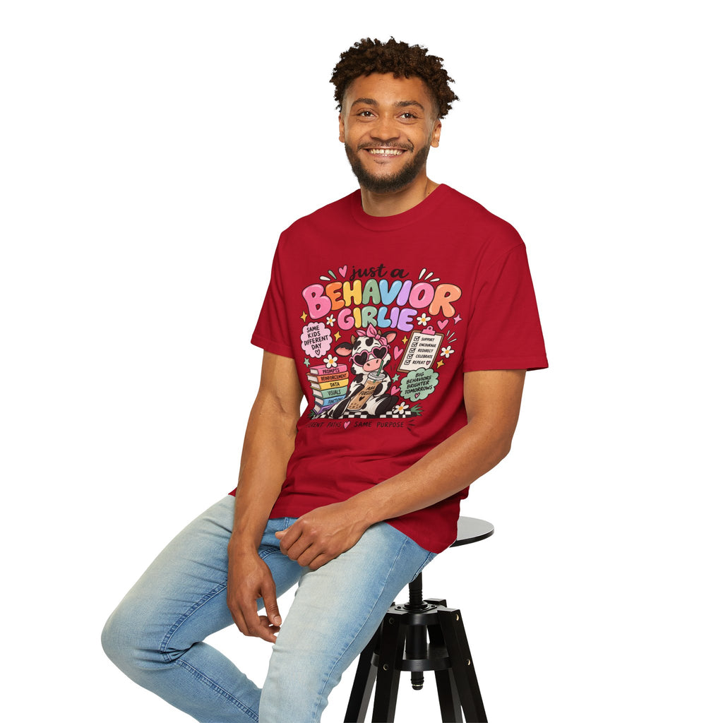 Just a Behavior Girl T-shirt | Cute Cow Therapist Illustration