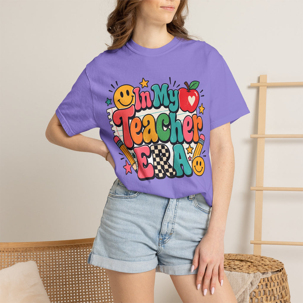 In My Teacher Era T-shirt | Retro School Graphic, Apple & Pencils