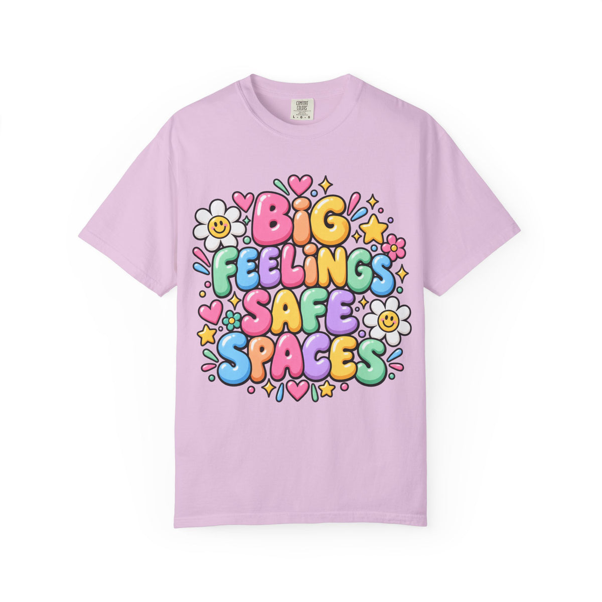 Big Feelings Safe Spaces T-shirt | Pastel Cute Floral Typography
