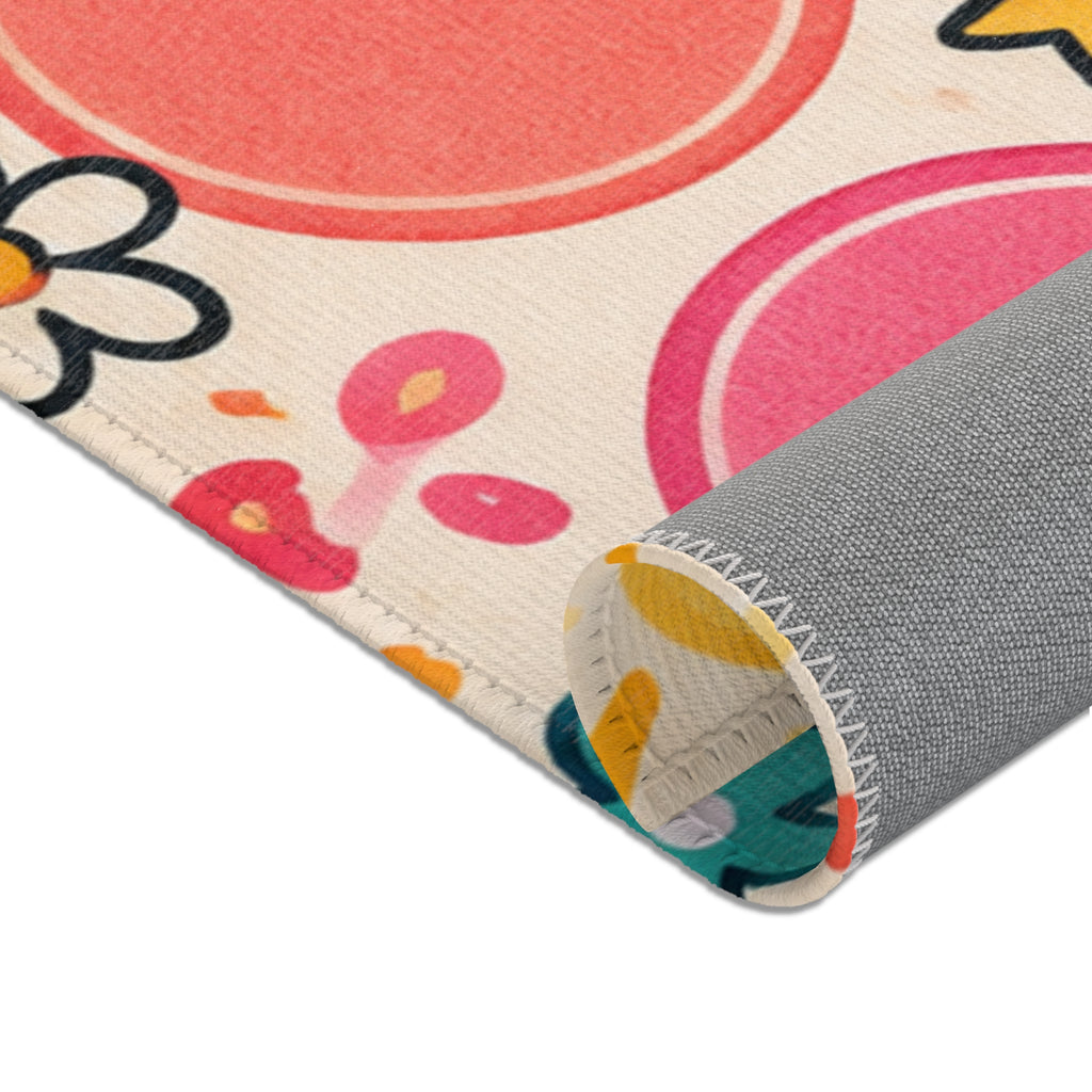 Colorful Rainbow Dots Playful Pattern Area Rug | Kids Nursery Decor