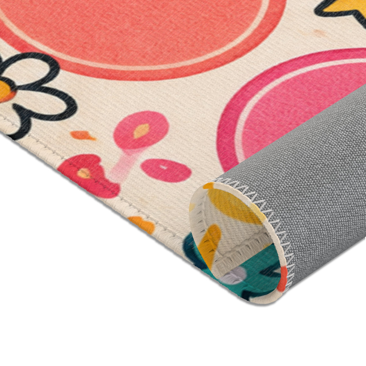 Colorful Rainbow Dots Playful Pattern Area Rug | Kids Nursery Decor