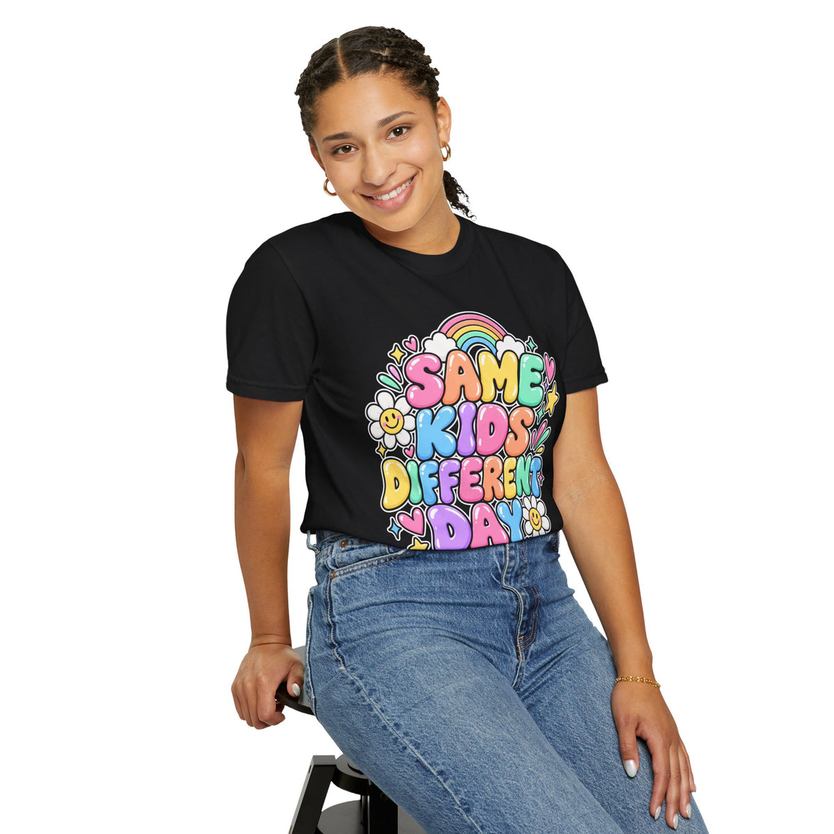 Same Kids Different Day T-shirt | Retro Rainbow Floral Typography