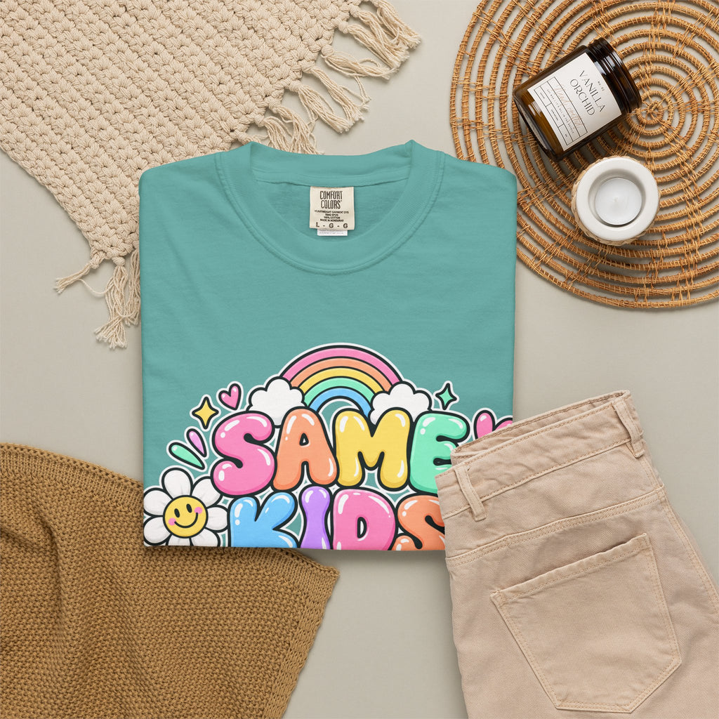 Same Kids Different Day T-shirt | Retro Rainbow Floral Typography