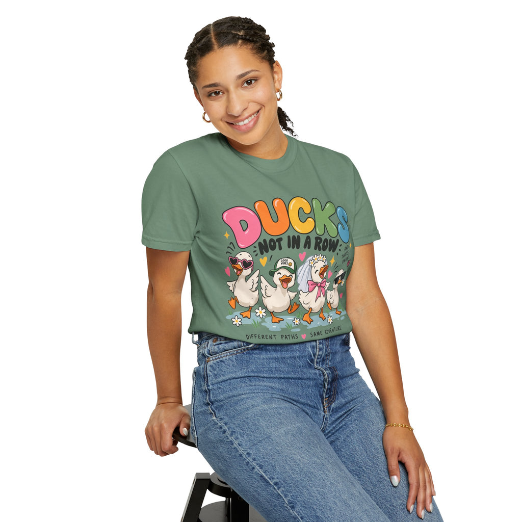 Ducks Not In A Row tee | Cute Duck Illustration T-Shirt, Different Paths Same Adventure