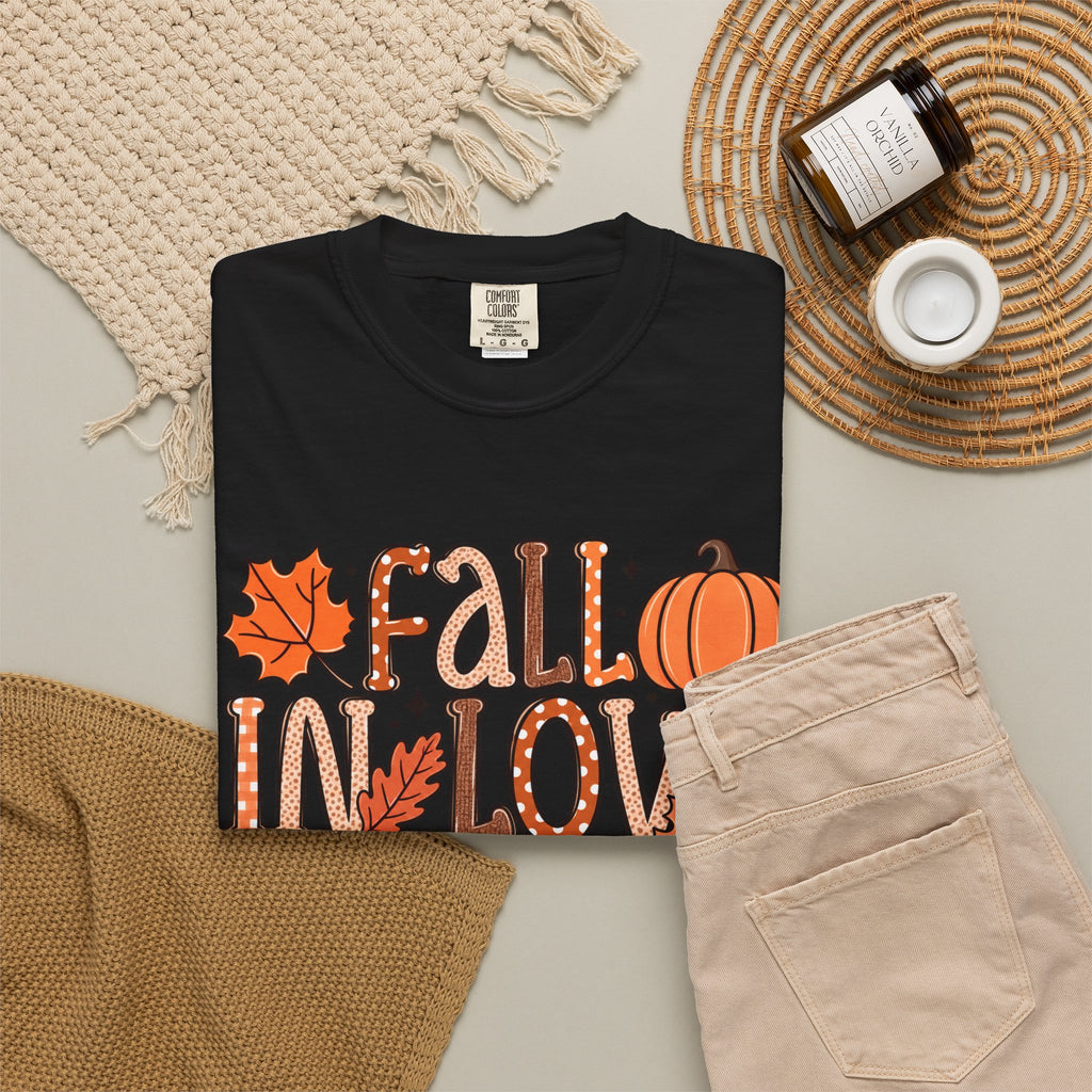 Fall in Love with Learning T-Shirt | Teacher Autumn Pumpkin Leaves